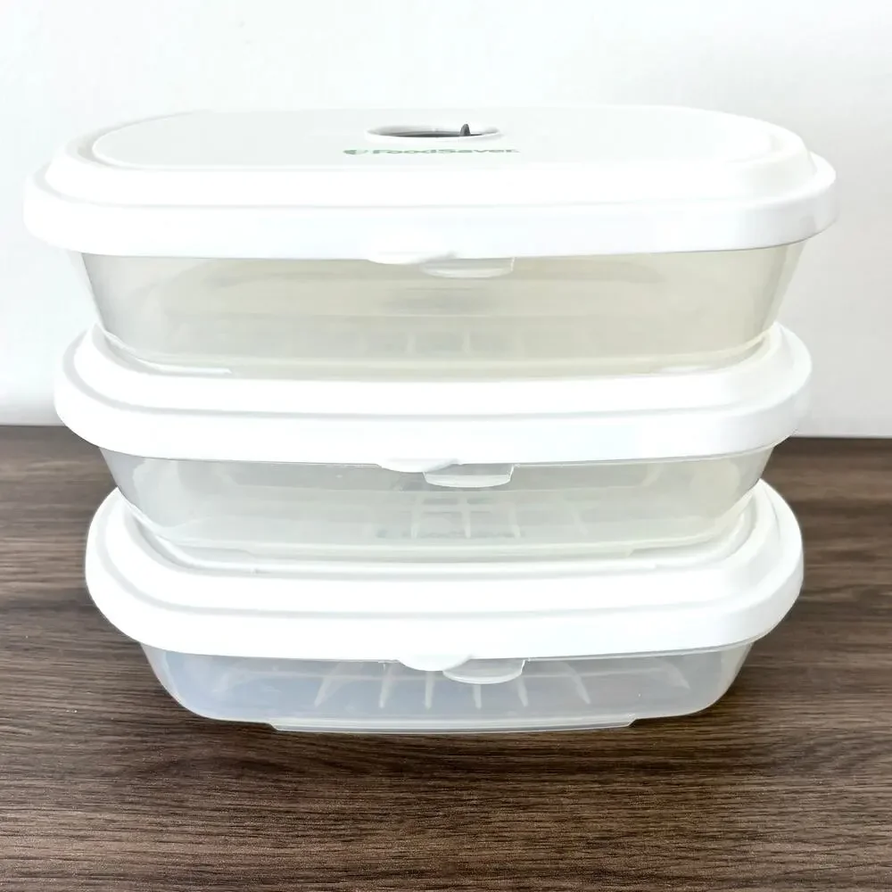 FoodSaver Fresh Saver DELI Lot of 3 Vacuum Storage Containers & Lids 1/2 Quart